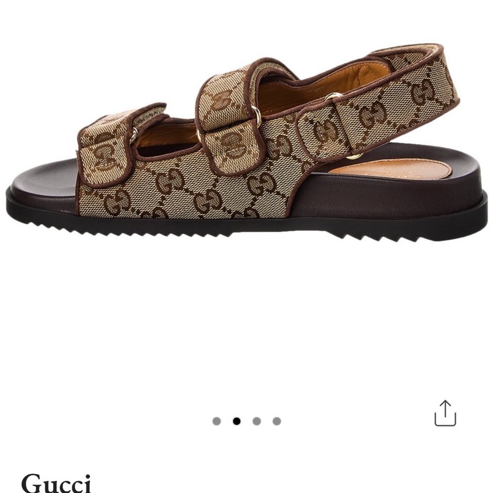 NWT Gucci Tan and Brown Logo canvas Sandals